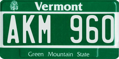 VT license plate AKM960