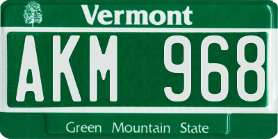 VT license plate AKM968
