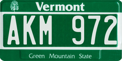 VT license plate AKM972