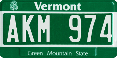 VT license plate AKM974