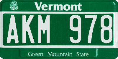 VT license plate AKM978
