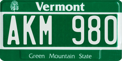 VT license plate AKM980