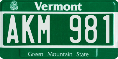 VT license plate AKM981