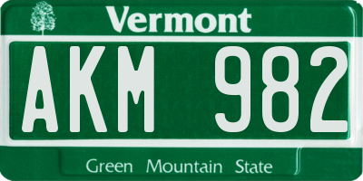VT license plate AKM982