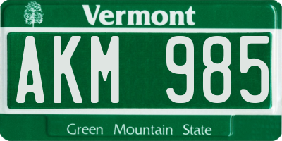 VT license plate AKM985