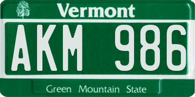 VT license plate AKM986