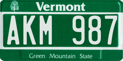 VT license plate AKM987