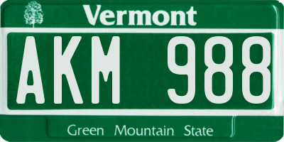 VT license plate AKM988