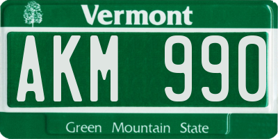 VT license plate AKM990