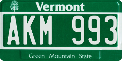 VT license plate AKM993