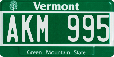 VT license plate AKM995