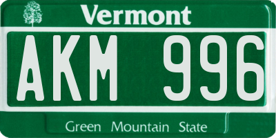 VT license plate AKM996