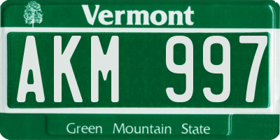VT license plate AKM997