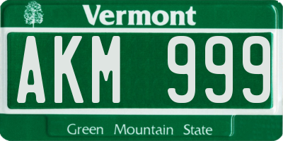 VT license plate AKM999