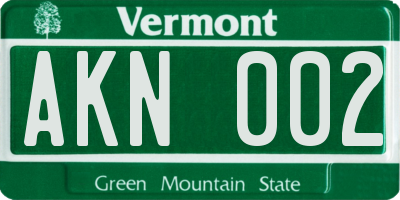 VT license plate AKN002