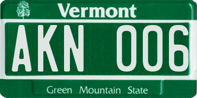 VT license plate AKN006