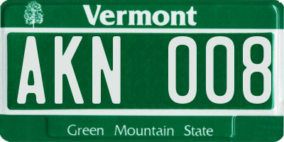 VT license plate AKN008