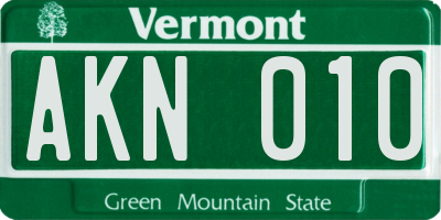 VT license plate AKN010
