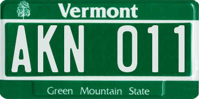 VT license plate AKN011