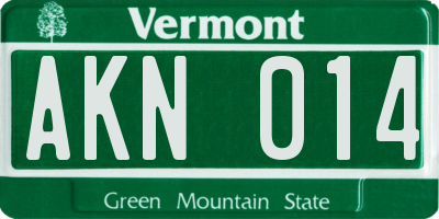 VT license plate AKN014