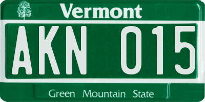 VT license plate AKN015