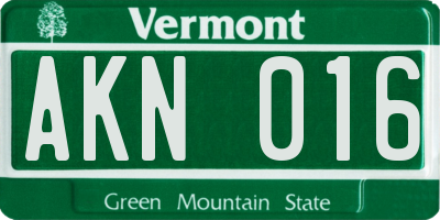 VT license plate AKN016