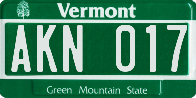 VT license plate AKN017