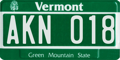 VT license plate AKN018