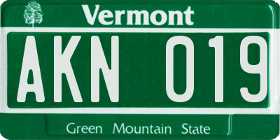 VT license plate AKN019