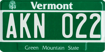 VT license plate AKN022
