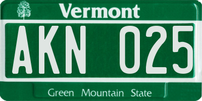 VT license plate AKN025
