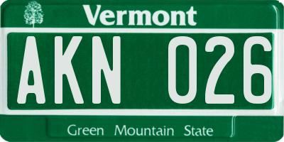 VT license plate AKN026