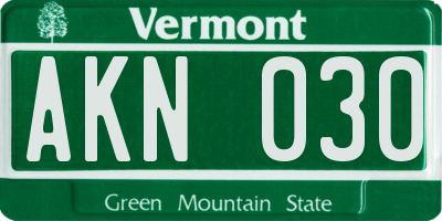 VT license plate AKN030