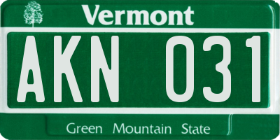 VT license plate AKN031
