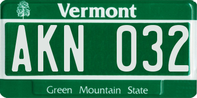 VT license plate AKN032