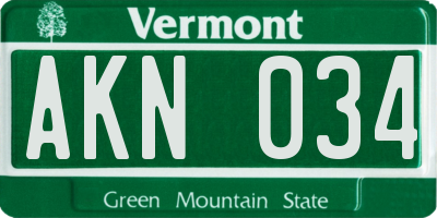 VT license plate AKN034