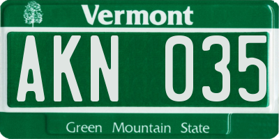 VT license plate AKN035