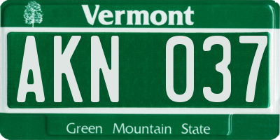 VT license plate AKN037