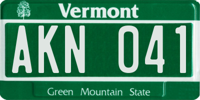 VT license plate AKN041