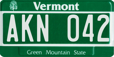 VT license plate AKN042