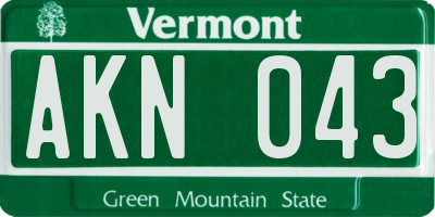 VT license plate AKN043
