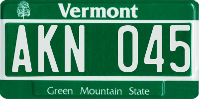 VT license plate AKN045