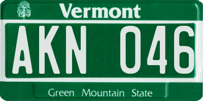 VT license plate AKN046