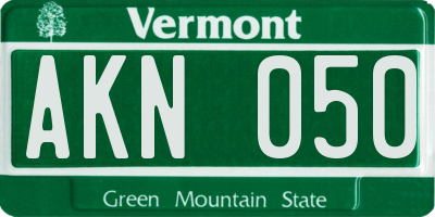 VT license plate AKN050