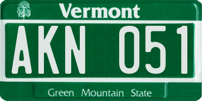 VT license plate AKN051