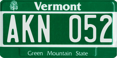 VT license plate AKN052