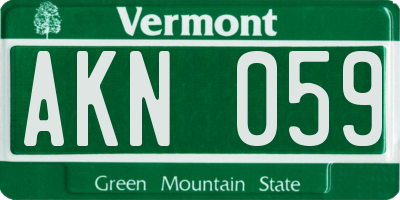 VT license plate AKN059
