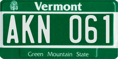 VT license plate AKN061