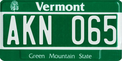 VT license plate AKN065