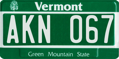 VT license plate AKN067
